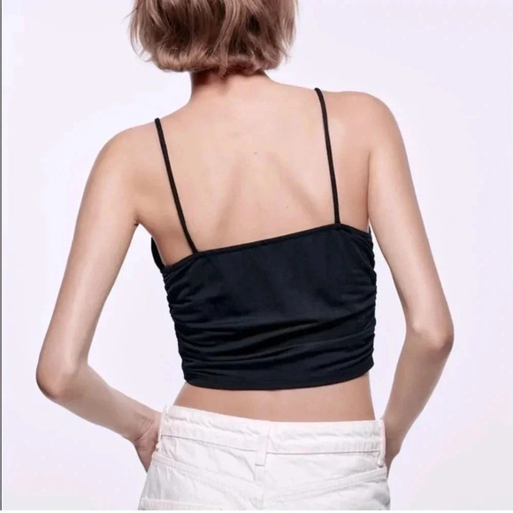NWT Zara• Black beaded Crop Top Size Large - Picture 4 of 11